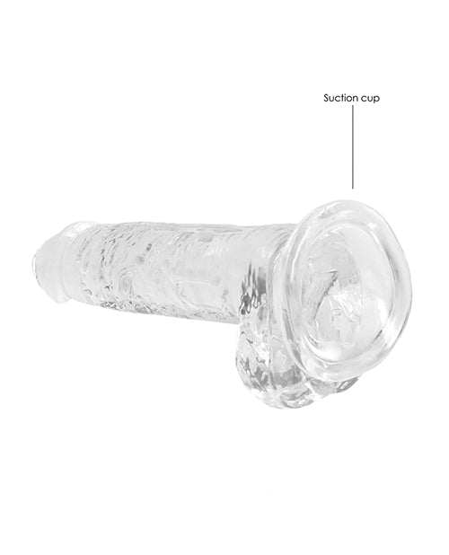 Shots RealRock Dildo Réaliste | Gros Godemichet Transparent de 7 pouces avec Testicules | Godemichet à Ventouse