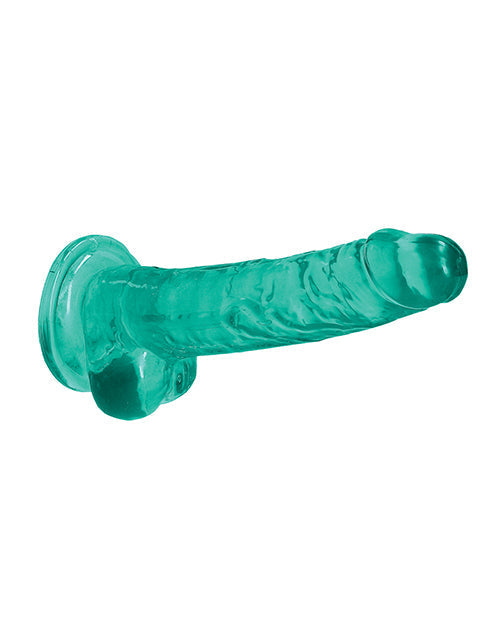Shots RealRock Dildo Réaliste | Grand gode transparent de 17,8 cm avec testicules | Gode ventouse turquoise