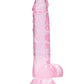 Shots RealRock Dildo Réaliste | Grand gode transparent de 8" avec testicules | Gode Rose | Gode à Ventouse