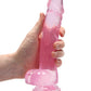 Shots RealRock Dildo Réaliste | Grand gode transparent de 8" avec testicules | Gode Rose | Gode à Ventouse