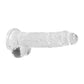 Shots RealRock Godemiché réaliste | Grand godemiché transparent de 20 cm avec testicules | Godemiché ventouse transparent
