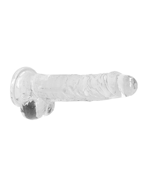 Shots RealRock Godemiché réaliste | Grand godemiché transparent de 20 cm avec testicules | Godemiché ventouse transparent