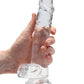 Shots RealRock Godemiché réaliste | Grand godemiché transparent de 20 cm avec testicules | Godemiché ventouse transparent