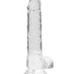 Shots RealRock Godemiché réaliste | Grand godemiché transparent de 20 cm avec testicules | Godemiché ventouse transparent