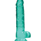Shots RealRock Dildo Réaliste | Grand Dildo Transparent de 20 cm avec Testicules | Dildo Ventouse Turquoise
