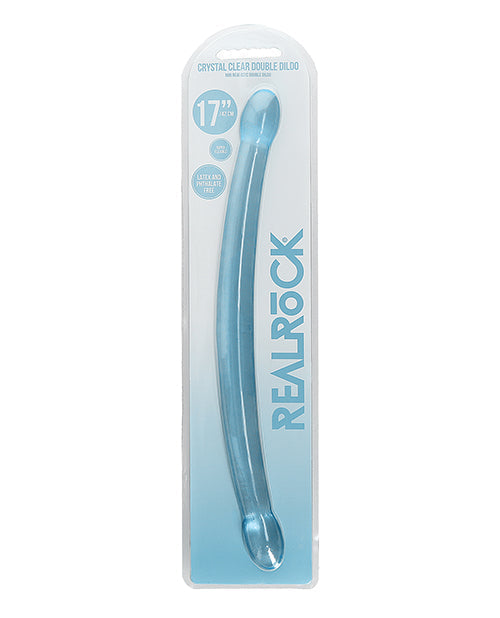 Dildo gigante Shots RealRock | Dildo grande transparente de 17" | Dildo doble | Dildo realista azul