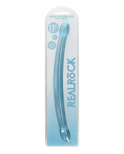 Dildo gigante Shots RealRock | Dildo grande transparente de 17" | Dildo doble | Dildo realista azul