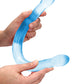 Dildo gigante Shots RealRock | Dildo grande transparente de 17" | Dildo doble | Dildo realista azul