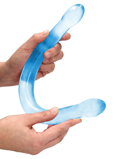 Dildo gigante Shots RealRock | Dildo grande transparente de 17" | Dildo doble | Dildo realista azul
