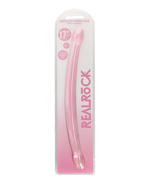 Dildo gigante RealRock Shots | Dildo grande de 17 pulgadas transparente | Dildo doble | Dildo rosa