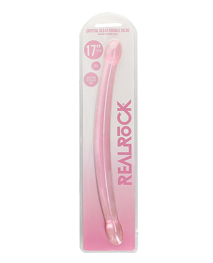 Dildo gigante RealRock Shots | Dildo grande de 17 pulgadas transparente | Dildo doble | Dildo rosa