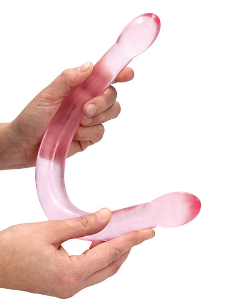 Dildo gigante RealRock Shots | Dildo grande de 17 pulgadas transparente | Dildo doble | Dildo rosa