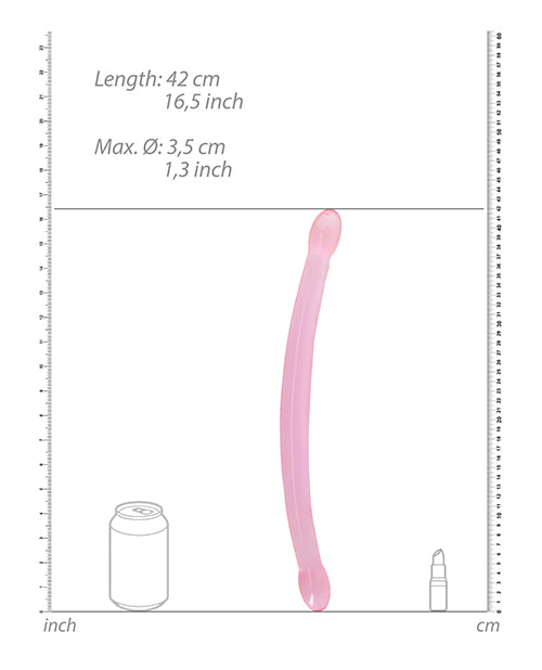 Dildo gigante RealRock Shots | Dildo grande de 17 pulgadas transparente | Dildo doble | Dildo rosa