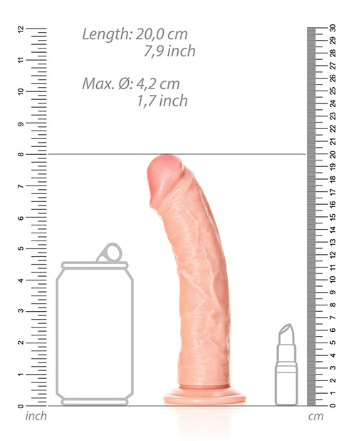 Dildo realista RealRock de Shots | Dildo grande de 18 cm | Dildo grande curvo | Dildo color carne con ventosa