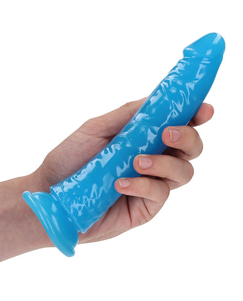 Shots RealRock 7" Big Dildo | Slim Blue Realistic Dildo | Glow in the Dark Suction Cup Dildo
