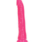 Godemichet de 22,8 cm Shots RealRock | Godemichet fin rose fluo | Godemichet ventouse phosphorescent