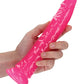 Godemichet de 22,8 cm Shots RealRock | Godemichet fin rose fluo | Godemichet ventouse phosphorescent