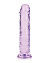 Dildo anal Shots RealRock | Dildo grande transparente de 17.78 cm | Dildo morado recto con ventosa