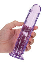 Dildo anal Shots RealRock | Dildo grande transparente de 17.78 cm | Dildo morado recto con ventosa
