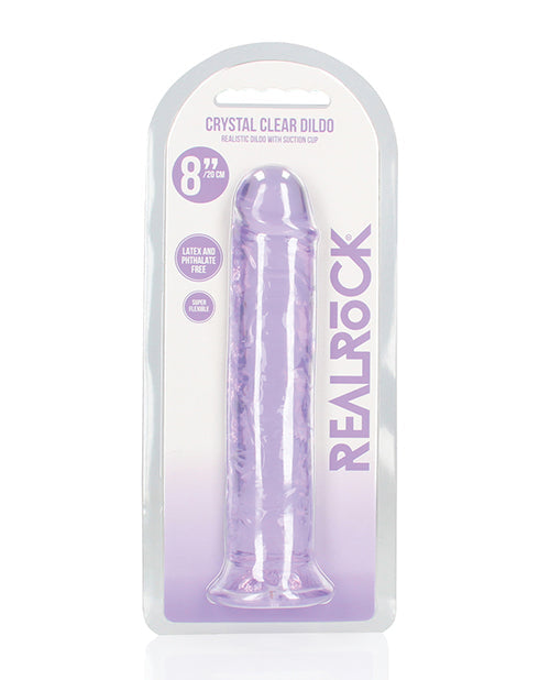 Dildo realista RealRock de Shots | Dildo grande de 20 cm transparente | Dildo morado recto con ventosa