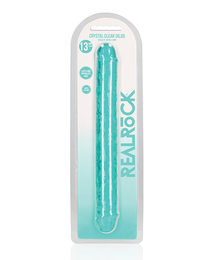 Dildo realista Shots RealRock | Dildo grande de cristal transparente de 33 cm | Dildo doble turquesa | Dildo anal
