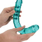 Dildo realista Shots RealRock | Dildo grande de cristal transparente de 33 cm | Dildo doble turquesa | Dildo anal