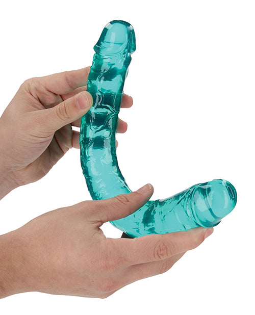 Dildo realista Shots RealRock | Dildo grande de cristal transparente de 33 cm | Dildo doble turquesa | Dildo anal