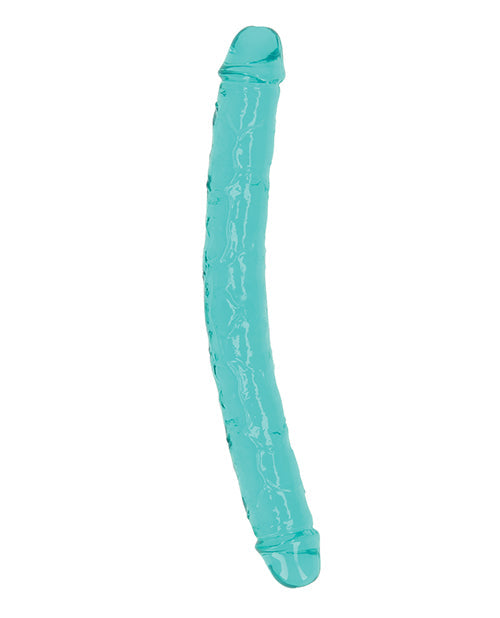 Dildo realista Shots RealRock | Dildo grande de cristal transparente de 33 cm | Dildo doble turquesa | Dildo anal