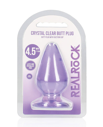 Tapón Anal Transparente Shots RealRock Crystal de 4,5" - Morado