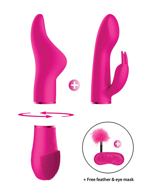 Vibromasseur Lapin Shots | Kit Plaisir Switch 1 Vibromasseur Clitoridien | Vibromasseur Point G Rose | Meilleur Vibromasseur pour Femmes