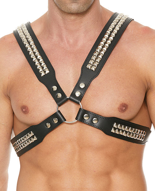 Arnés corporal para hombre Shots Uomo con tachuelas piramidales - Negro