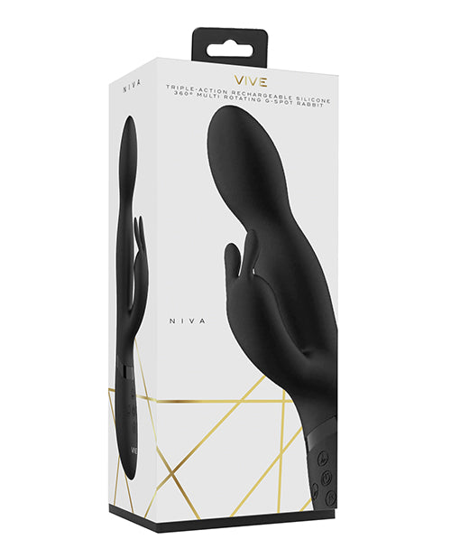 Vibromasseur point G Shots | Vibromasseur lapin rotatif Vive Niva | Vibromasseur clitoridien noir | Meilleur vibromasseur pour femme