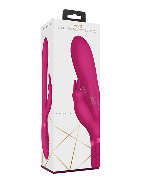 Vibromasseur point G Shots | Vibromasseur clitoridien Vive Amoris | Vibromasseur lapin avec perles stimulantes rose | Meilleur vibromasseur pour femme
