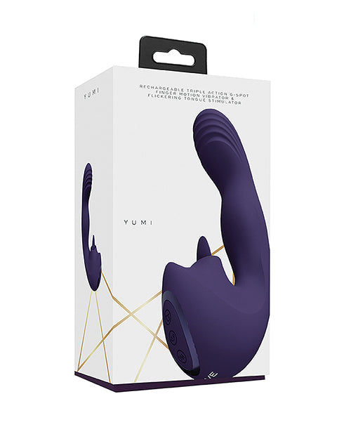 Vibromasseur et stimulateur de point G triple action Shots Yumi - Violet