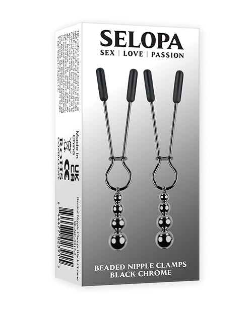 Pinzas para pezones Selopa con cuentas - Cromo negro