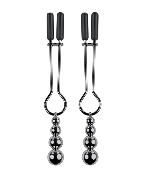 Pinces à tétons perlées Selopa - Chrome noir
