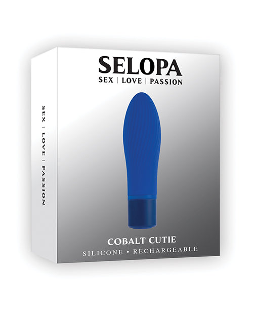 Vibrador Bala Selopa | Vibrador Pequeño Encantador Cobalt Cutie | Punta Cónica Azul | Eje Texturizado | Mejor Vibrador para Mujeres