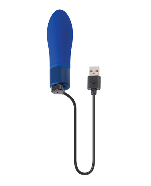 Vibrador Bala Selopa | Vibrador Pequeño Encantador Cobalt Cutie | Punta Cónica Azul | Eje Texturizado | Mejor Vibrador para Mujeres