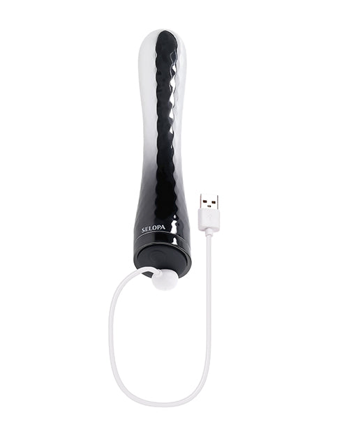 Vibromasseur balle Selopa Silverado | Tige mince texturée gris-noir | Bout bulbeux | Meilleur vibromasseur en vente