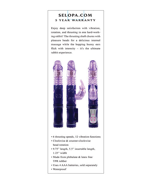 Vibromasseur Lapin Selopa | Vibromasseur Pénétrant Lapin | Vibromasseur Point G Violet | Vibromasseur Clitoridien 12 Fonctions | Meilleur Vibromasseur pour Femmes