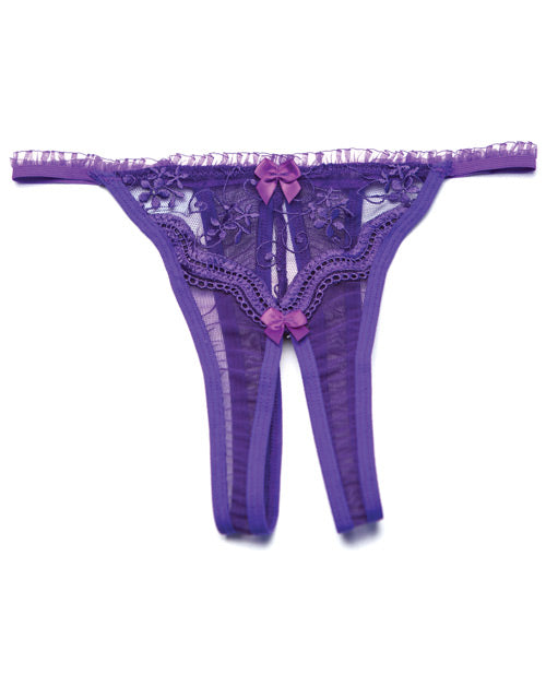 Culotte entrejambe ouvert brodée festonnée violette T/U