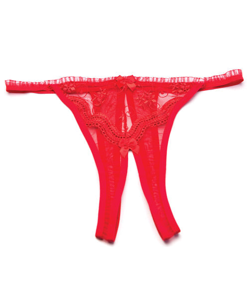 Culotte stringue rouge taille unique avec broderie festonnée