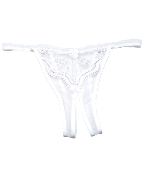 Culotte entrejambe ouvert brodée festonnée blanche Taille Unique
