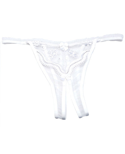 Culotte entrejambe ouvert brodée festonnée blanche Taille Unique