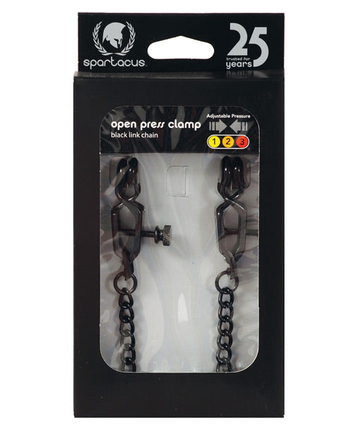 Pinzas para pezones de cocodrilo ajustables Spartacus con cadena negra