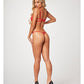 Sujetador demi copa con tiras transparentes de encaje y tanga rojo MD