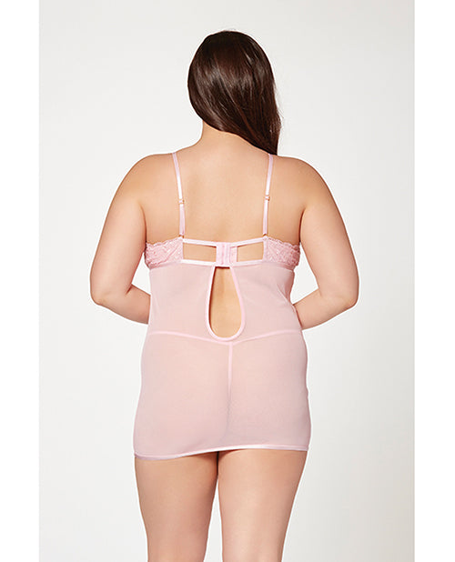 Chemise en maille fleurie et string rose 3X/4X