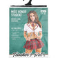 Conjunto de colegiala "la favorita del profesor": blusa anudada, falda plisada, corbata y lazo para el pelo, color rojo, talla única