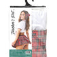 Conjunto de colegiala "la favorita del profesor": blusa anudada, falda plisada, corbata y lazo para el pelo, color rojo, talla única