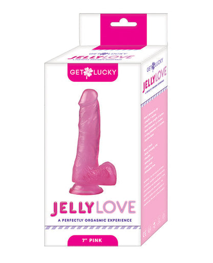 Gode ceinturé Lucky 7" grand modèle | Gode réaliste en gelée | Gode rose étanche | Gode à ventouse